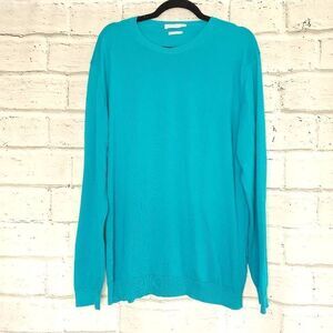Daniele Fiesoli Crewneck Pullover Long Sleeve Cotton Sweater Blue Green Teal XL